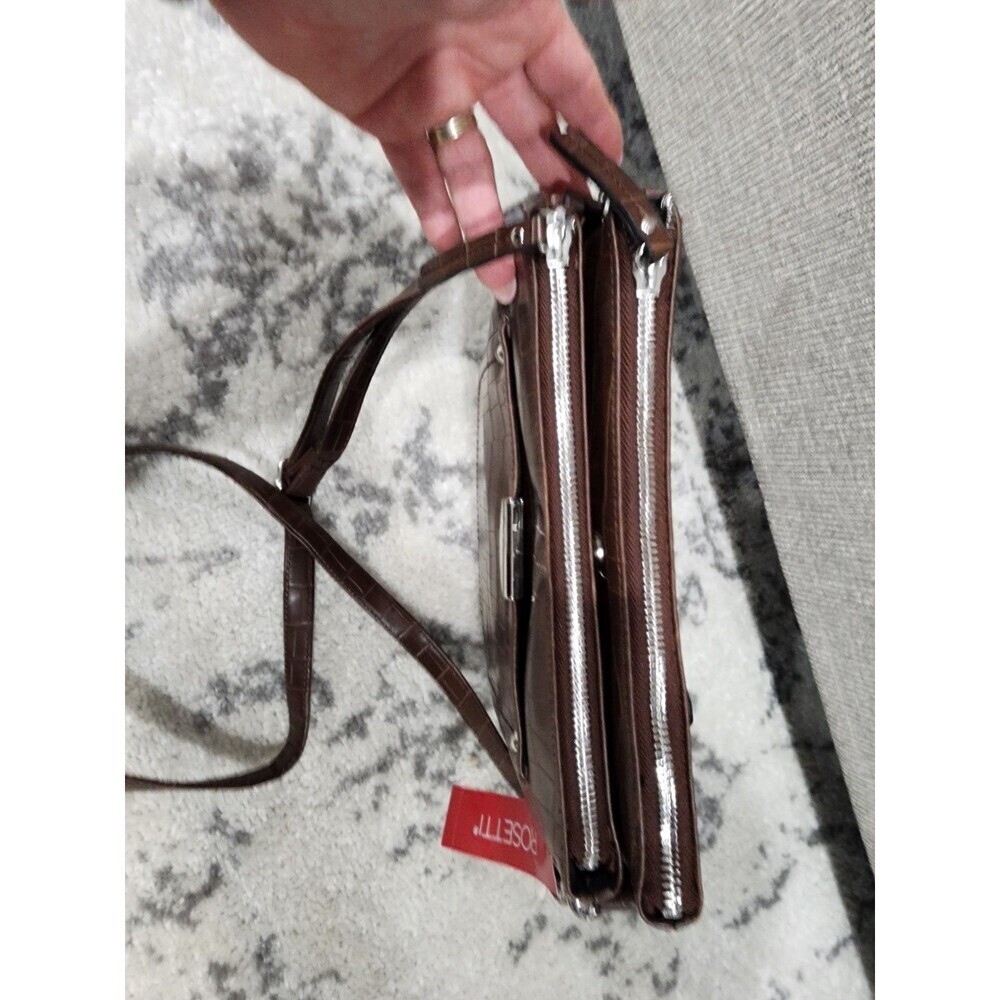 NEW Rosetti Maeve Crossbody Brown Mud Croco Hand Bag Zipper Pockets Chain Strap - Picture 9 of 9